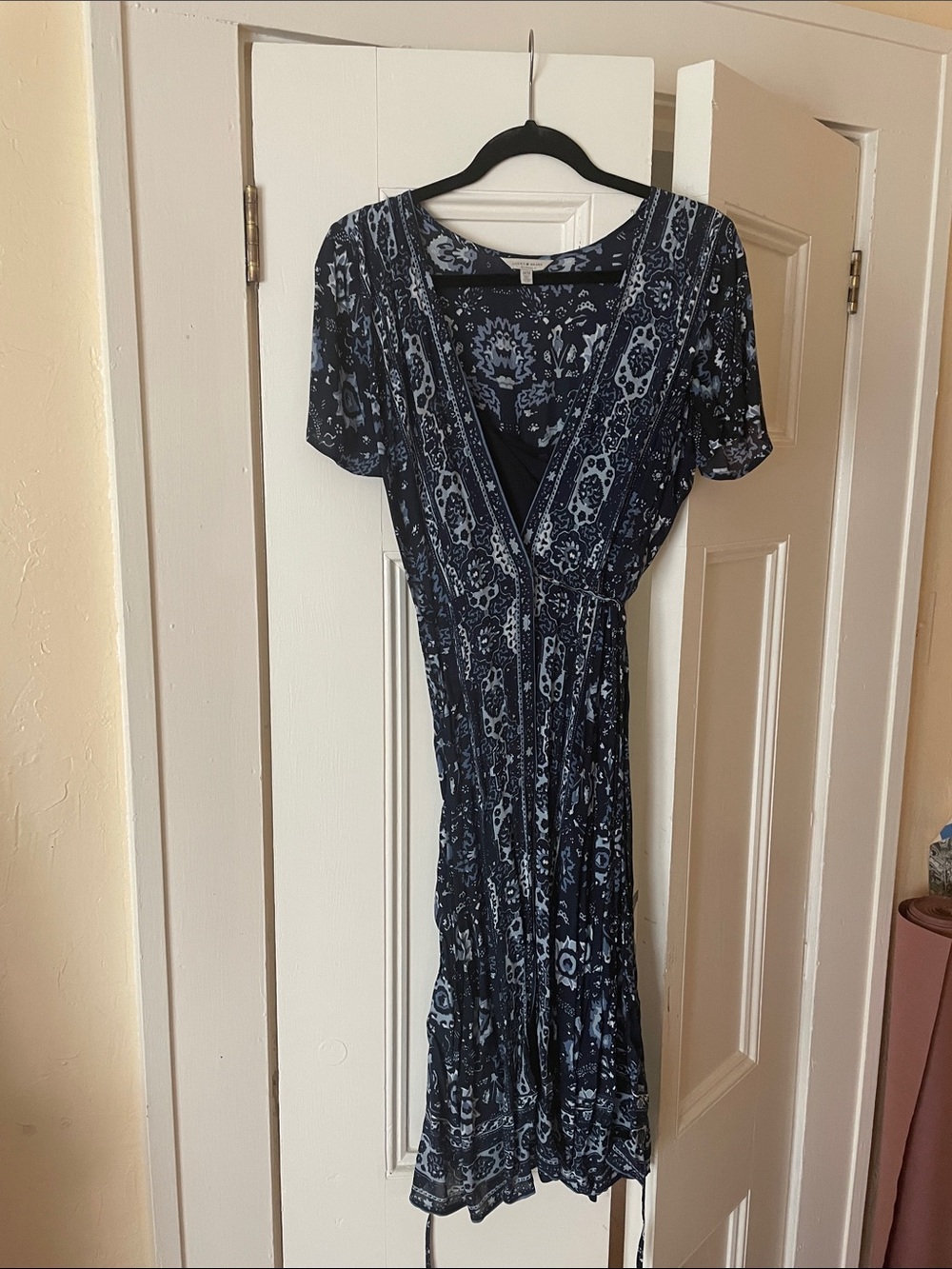 Women's Navy Blue semi sheer Wrap Dress